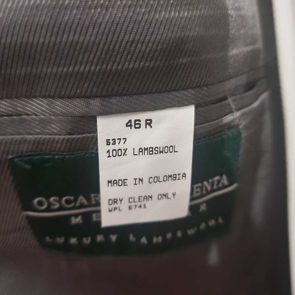 Oscar de la Renta Men’s Charcoal Wool Blazer Sport Coat 46R - Picture 6 of 7